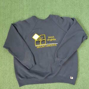 VINTAGE West Virginia Mountaineers NCAA College 90's Navy Blue Crewneck S